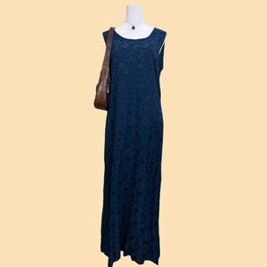 vintage 90s blue floral whimsygoth grunge maxi dress